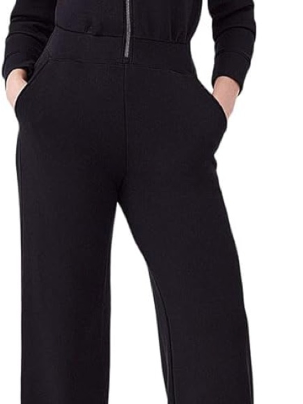SPANX Black Zip-Front Wide-Leg Jumpsuit - Picture 2 of 3